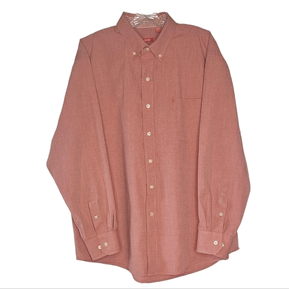 Izod men's red button-down long sleeve shirt